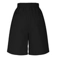 thumbnail image 5 of qolati Bermuda Shorts for Women Knee Length Elastic Waist Drawstring Wide Leg Shorts Classic Fit Summer Casual Beach Shorts with Pockets, 5 of 8
