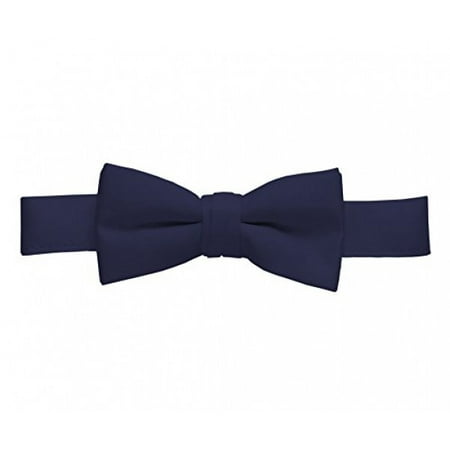 Bow Tie For Mens Boys and Baby Satin look Solid Color Adjustable Pre-tied Made in USA - Kids Navy