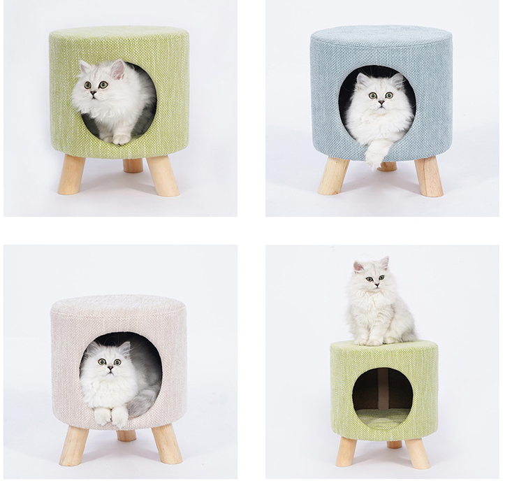 Cat House for Indoor Cats Large Play Cat House Pet Cave with Carpet Pet House Ottoman Multipurpose Footrest with Cushion Cube House for Cats and Small Dogs Pet Bed