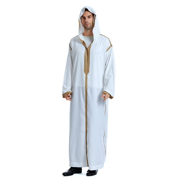 Men's Casual Hooded Long Sleeved Robe With Embroidered Medium Satin