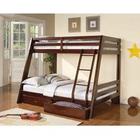 Coaster Bunks Twin Over Full Wood Bunk Bed with Storage, Cappuccino
