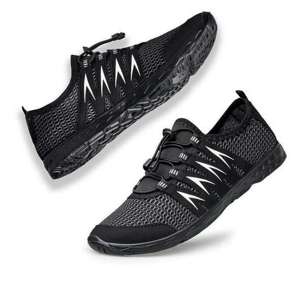 vibdiv Men's and Women's Water Shoes Quick Drying Sports Aqua Shoes Outdoor Swim Fishing Hiking Walking Water Shoes All Black