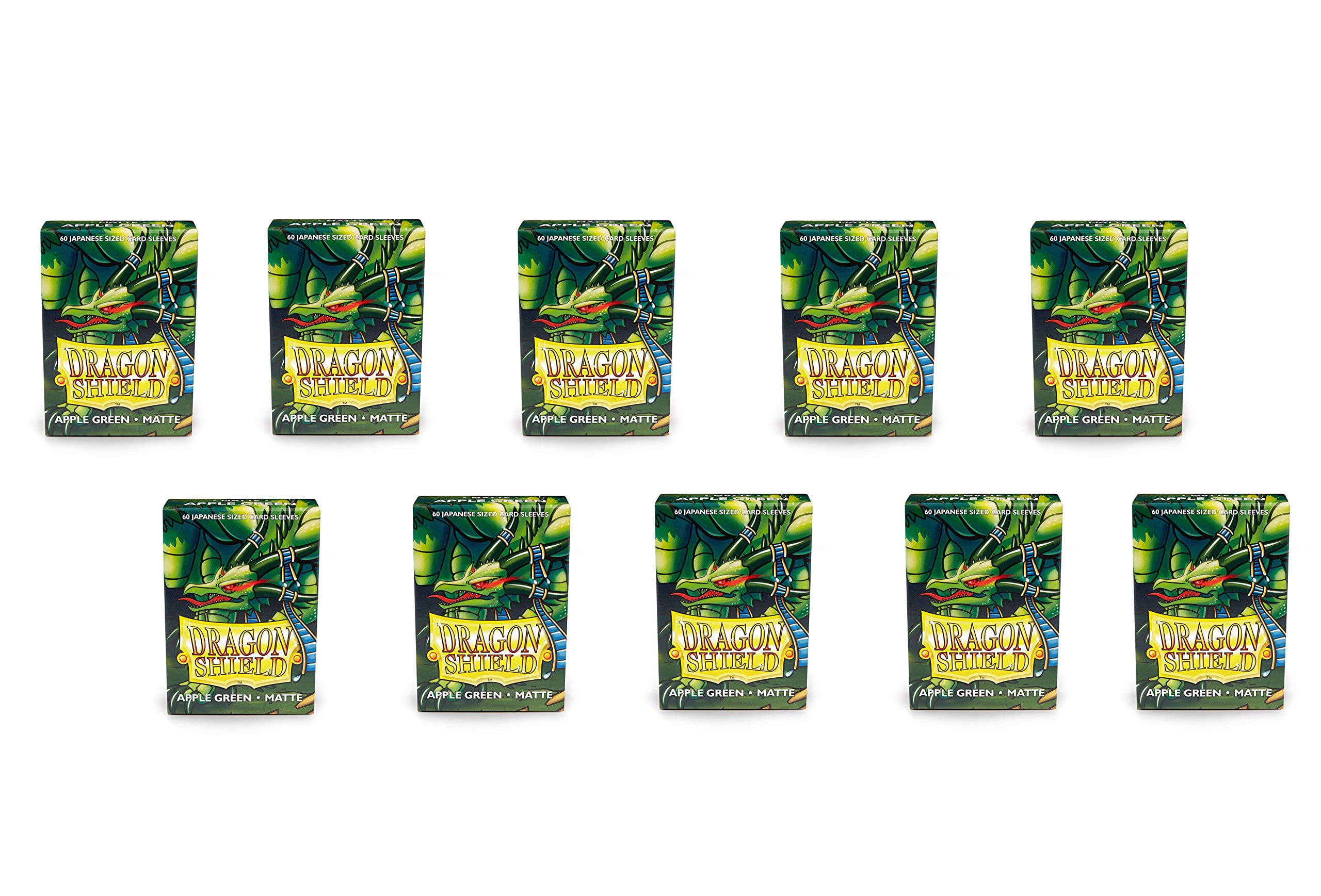 10 Packs Dragon Shield Matte Mini Japanese Apple Green 60 ct Card Sleeves Display Case