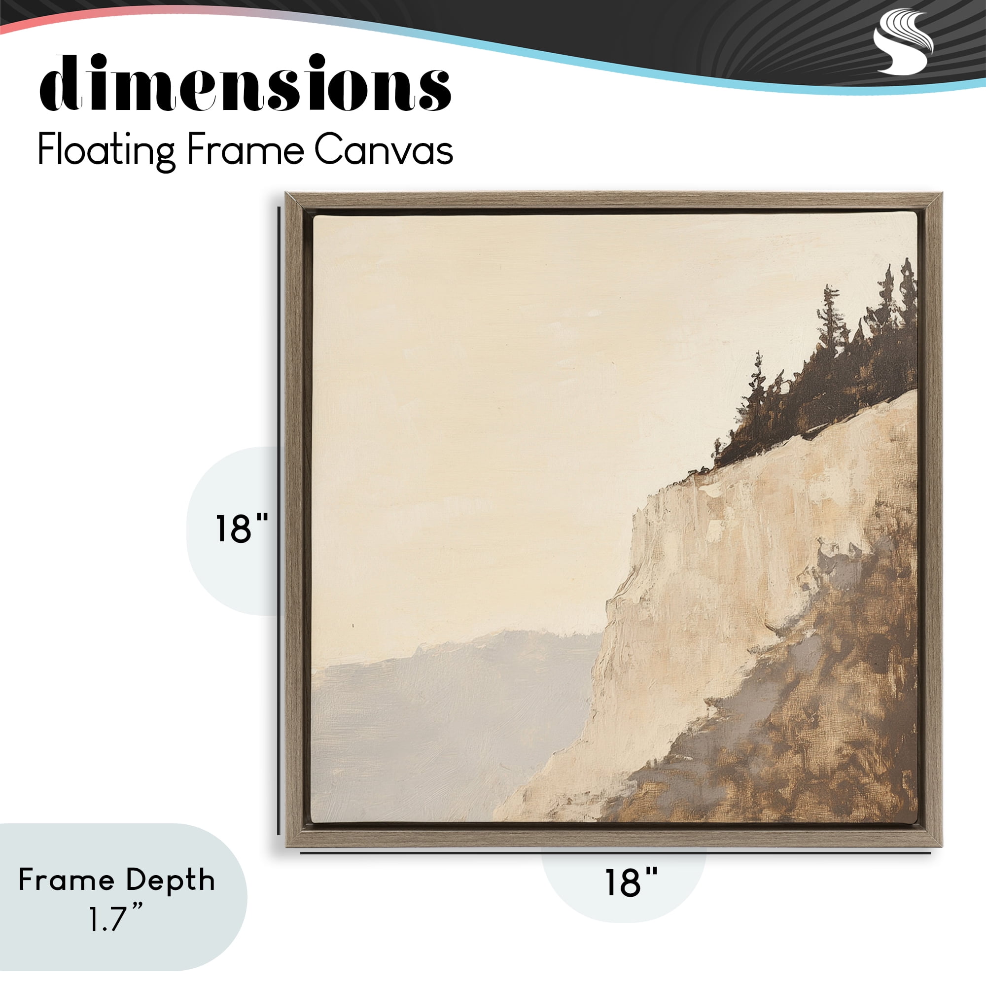 Stupell Industries Serene Cliffside Vista Brown Framed Floater Canvas Wall Art, design by Petal Prints Design
