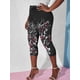 thumbnail image 3 of Talla grande Impresión floral Capri Leggings Rosegal Leggings de talla grande, 3 of 5