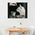 thumbnail image 2 of Orinice  Cute Funny Japanese Cat Wall Art  Vintage Japanese Geisha Yelling at Cat Aesthetic  Fun Asian Anime Meme Prints Painting, Oriental Style Kitchen Wall Decor Unframed 16x12in, 2 of 6