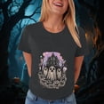 thumbnail image 4 of Women Multicolor Halloween Graphic Print Short Sleeve Crew Neck T-Shirt, Soft Loose Basic Casual Blouse Tops for Daily Autumn Wear and Holiday Party Dressing XL Gray, 4 of 8