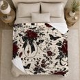 thumbnail image 5 of Deep Red Roses Black Butterflies Gothic Romantic Floral, Cozy Friendship Quote Scene, Warm Flannel Blanket for Living Room and Reading Nook, Art Lovers Appreciation Gift, Artistic Home Decor, 5 of 9