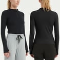 thumbnail image 2 of LIaqionyy Women Quarter Zip Shirts Workout Tops Long Sleeve Quick Dry Pullover Slim Yoga Gym Running Clothes, 2 of 7