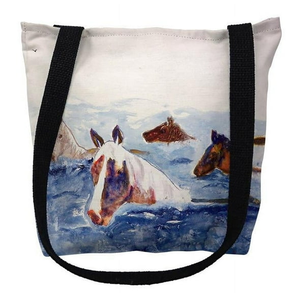 Betsy Drake TY151M 16 x 16 in. Chincoteague Ponies Tote Bag - Medium