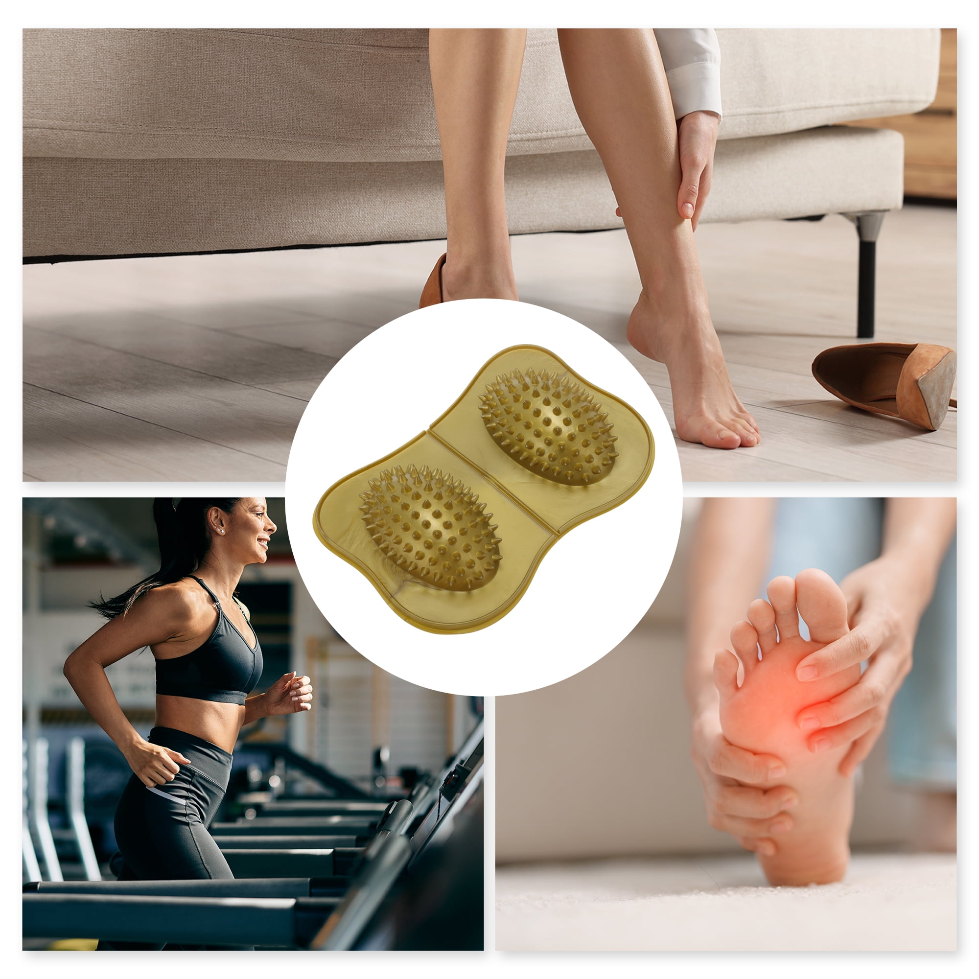 Unique Bargains Durable Useful 1 Pc Double Ellipse Foot Massager for Home Gold Tone
