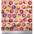 thumbnail image 1 of Soimoi Polyester Crepe Fabric Donuts Food Printed Craft Fabric by The Yard 42 Inch Wide, 1 of 5
