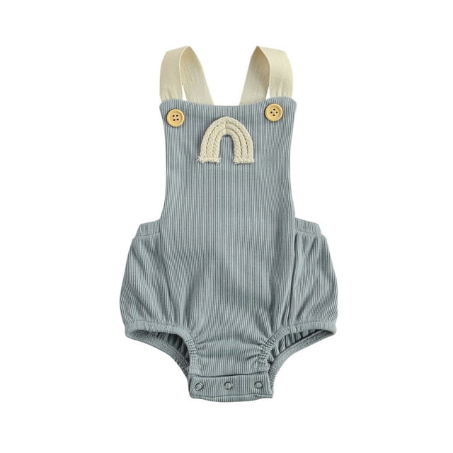 goowrom Barboteuses pour Bébé Côtelées Sans Manches Motif Arc-en-Ciel Barboteuse à Boutons