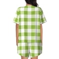 thumbnail image 3 of Lsque White Green Plaid Women's Short-Sleeved Pajama Set - 2 Piece Soft and Lightweight Sleepwear Set-4X-Large, 3 of 9