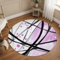 thumbnail image 3 of Pink Black Abstract Lines Round Area Rug 4Ft Washable Circle Rugs for Bedroom Dining Room, Modern Geometric Curves Non-Slip Carpet Floor Mats Indoor Outdoor Carpet Runner Aesthetic Home Decor, 3 of 8