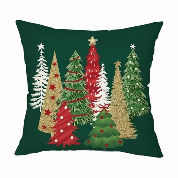 AUQ Christmas Pillow Covers 18X18 Inch Christmas Decor Linen Pillowcase Green Tree Xmas Green Throw Pillows Christmas Winter Farmhouse Holiday Decoration Outdoor Cushion Covers for Couch Home