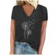 thumbnail image 1 of Camisetas de Manga Corta para las Mujeres, Impresión de Cuello en V Camiseta Casual Top Hecho de 95% Poliéster 5% Spandex para el Uso Diario de Primavera Verano, Camisetas para las Mujeres Casual, 1 of 4