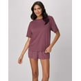 thumbnail image 2 of Hanes Originals 2 Piece Lounge Set, Comfywear SuperSoft Boxy T-Shirt & Sleep Shorts Loungewear Mauve Mood/Mauve Mood L Women's, 2 of 6