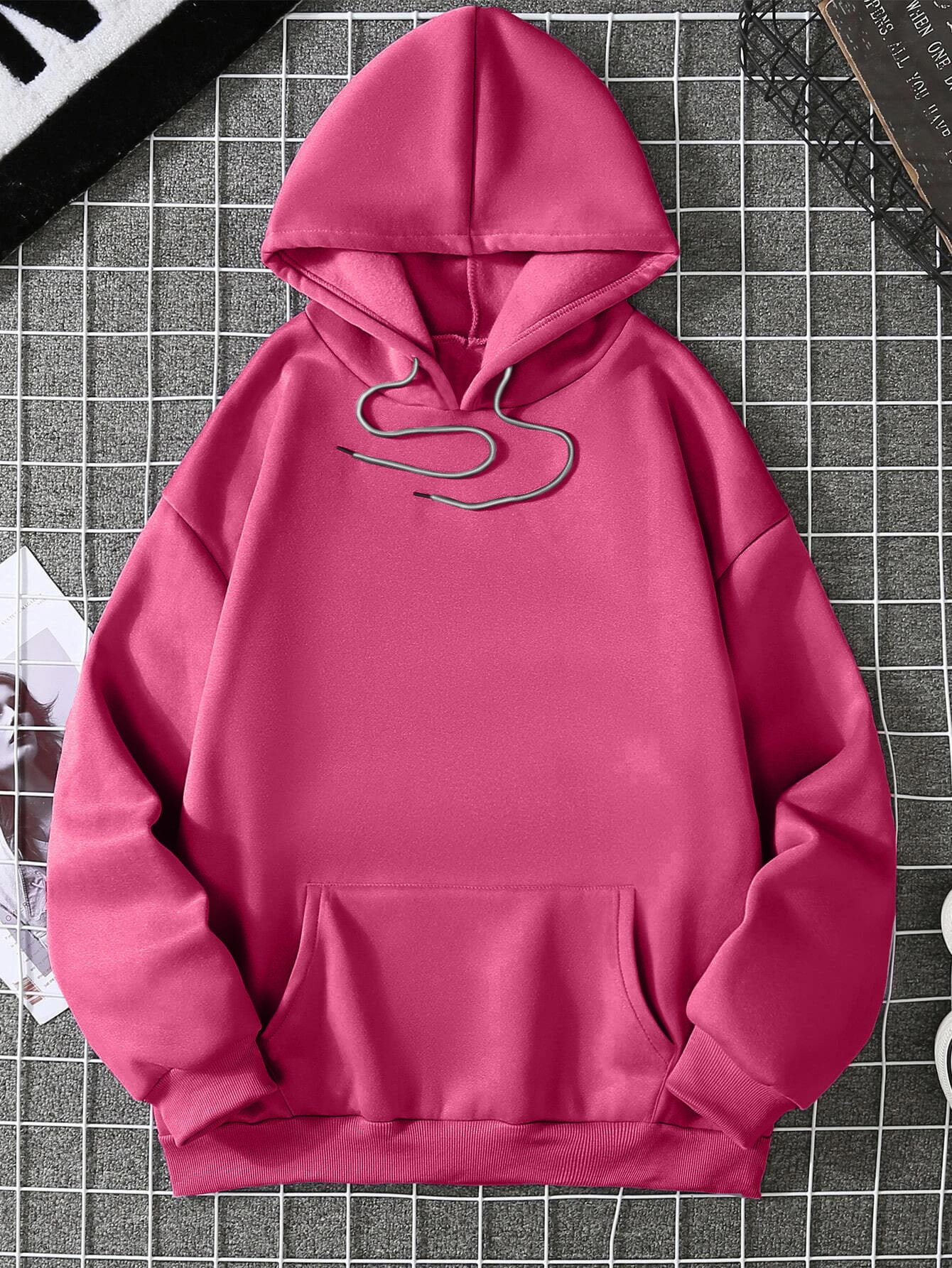 solid thermal lined drawstring hoodie