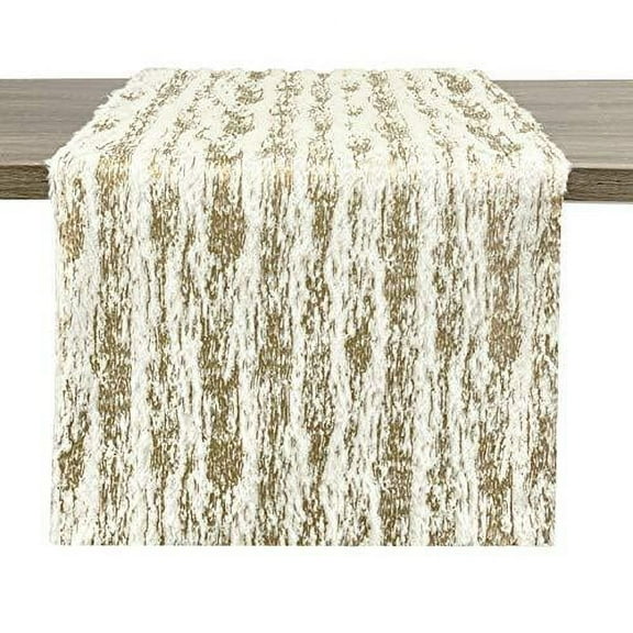 Fennco Styles Contemporary Brushed Foil Faux Fur Table Runner 16 x 72 Inch