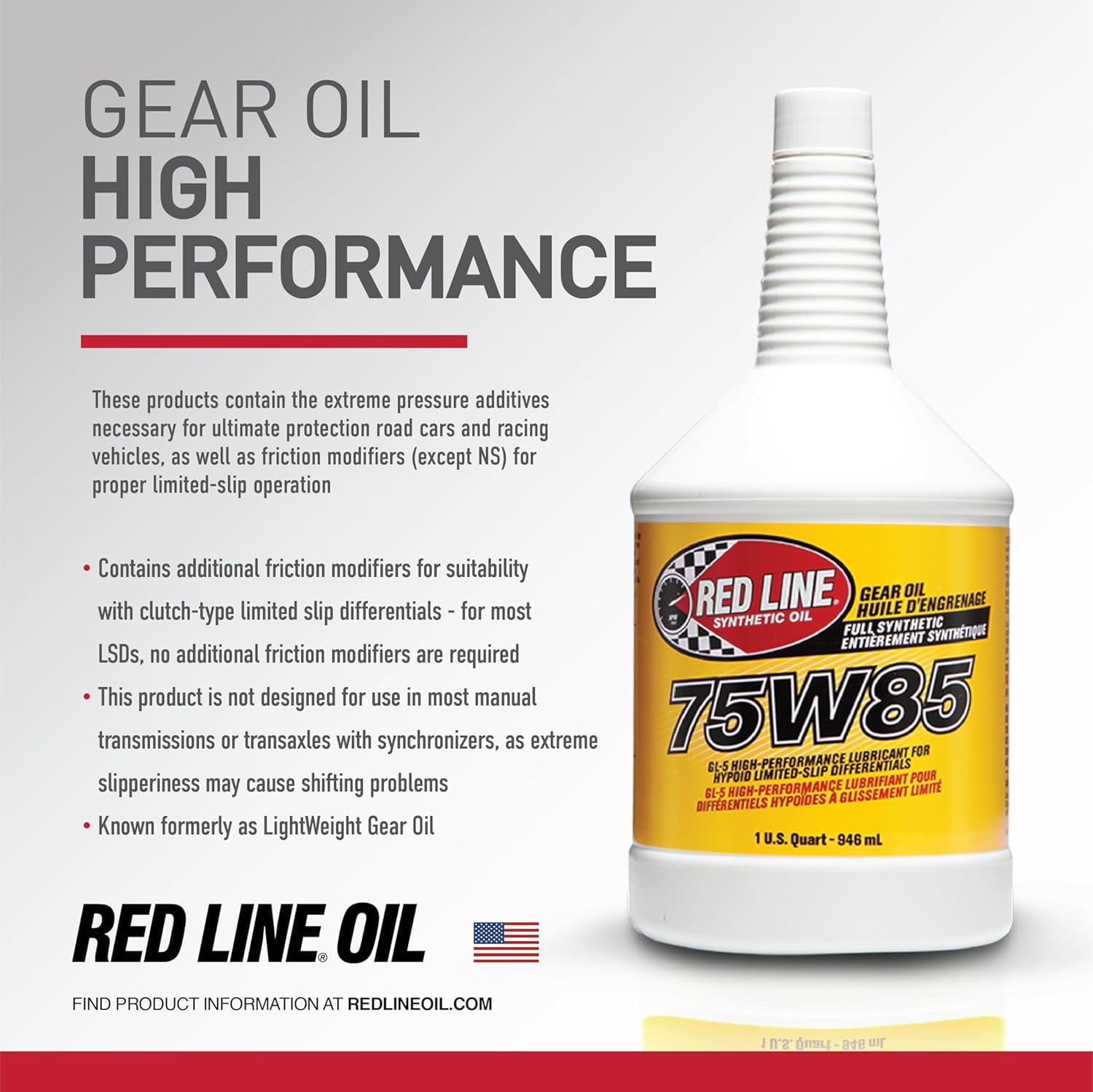 Lucas Transmission Fix Red Line 75W85 GL-5 Gear Oil - Car Service Packs  75w-90 Synthetic Gear Oil