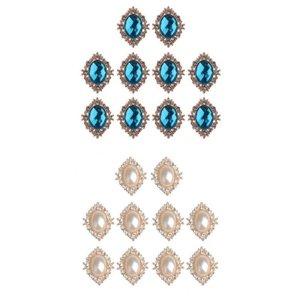 adornos de espalda plana Adornos Para álbumes De Recortes Con Botones Y Parte Posterior Plana De Diamantes De Imitación Azul Lago Beige Lago Azul Beige Magideal adornos de espalda plana