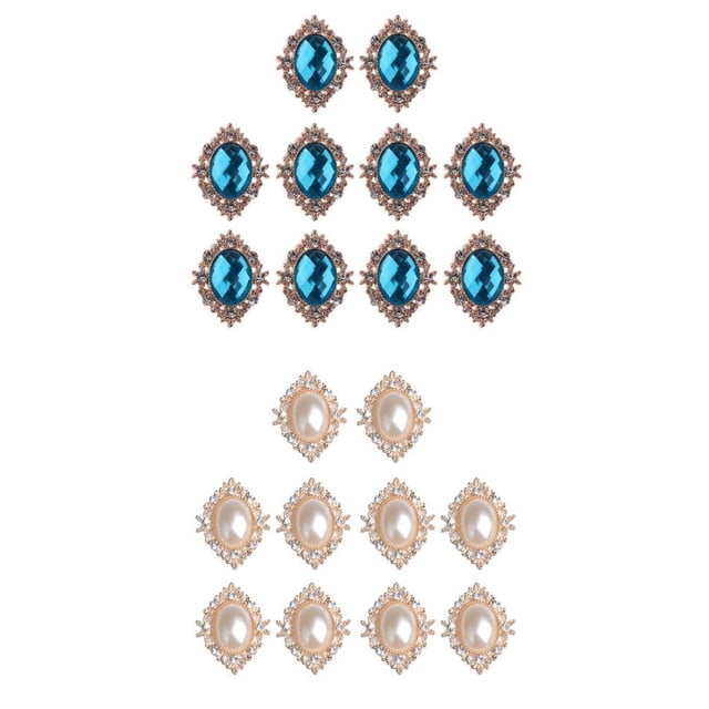 GUOOL 20x Round Crystal Rhinestone Diamante Flatback Buttons Embellishment Wedding DIY Lake Blue Beige