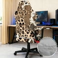 thumbnail image 4 of Jiueut Leopard Cow Print Gaming Chair Cover with Armrest Cushion, Soft Computer Chair Seat Cover Backrest Slipcovers Stretchable Rotating Desk Chair Seat Protectors, 4 of 7