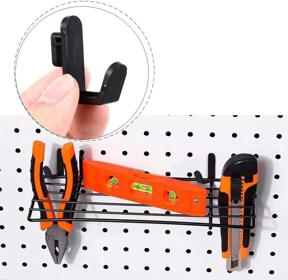 20 Pcs Pegboard Hooks J Hook Style Hooks Plastic Peg Locks for Storing and Organizing Tool Accessories(Black)