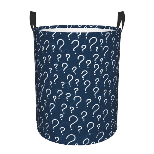 Balery Question Marks Cesta de ropa redonda con asas, impermeable, independiente, para ropa, juguetes, dormitorio y familia-Medium
