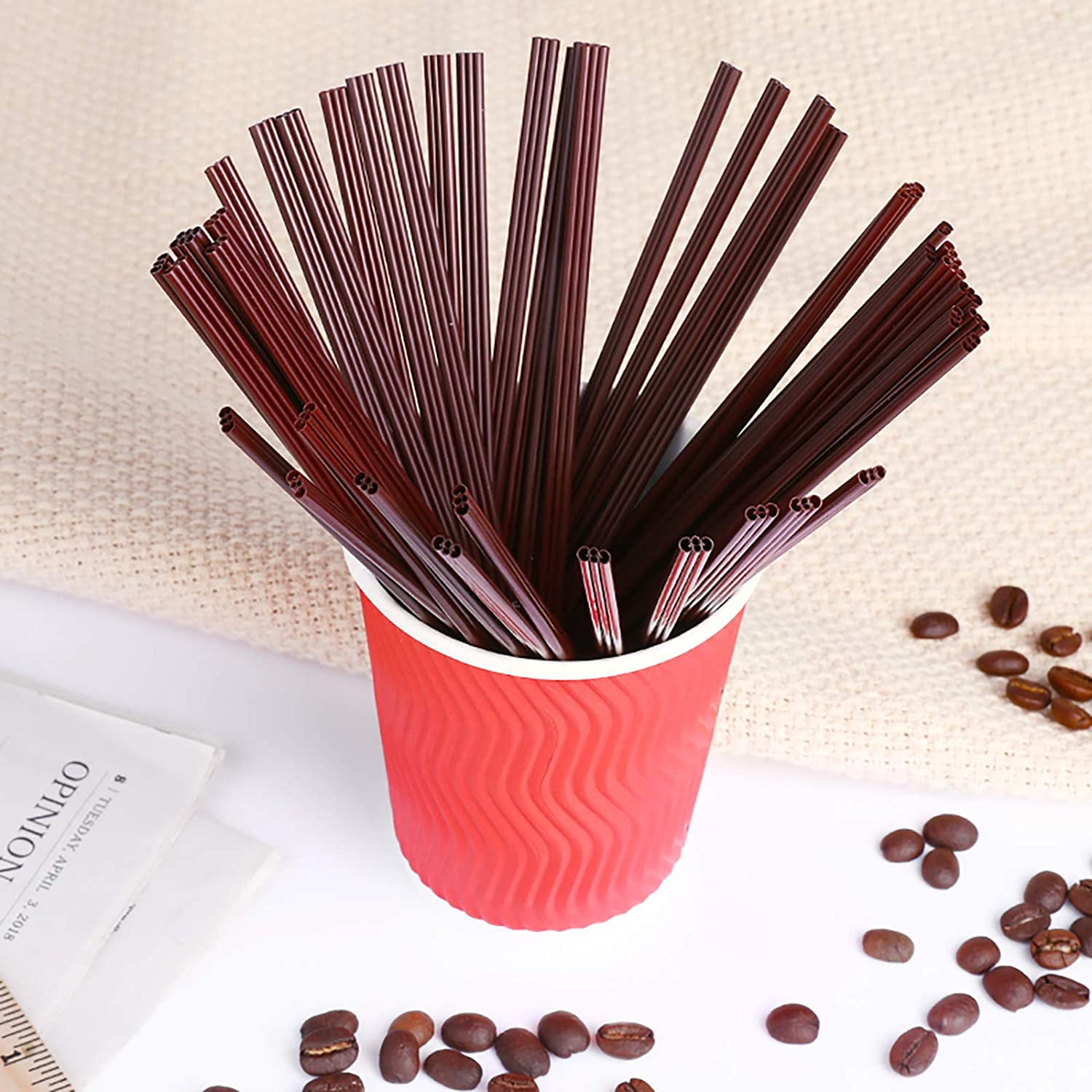 Happon 100 Coffee Stirrers Coffee Stir Sticks Cocktail Straws 7 Inch  Plastic Swizzle Sticks for Drinks,Disposable Bar Straws,Office 
