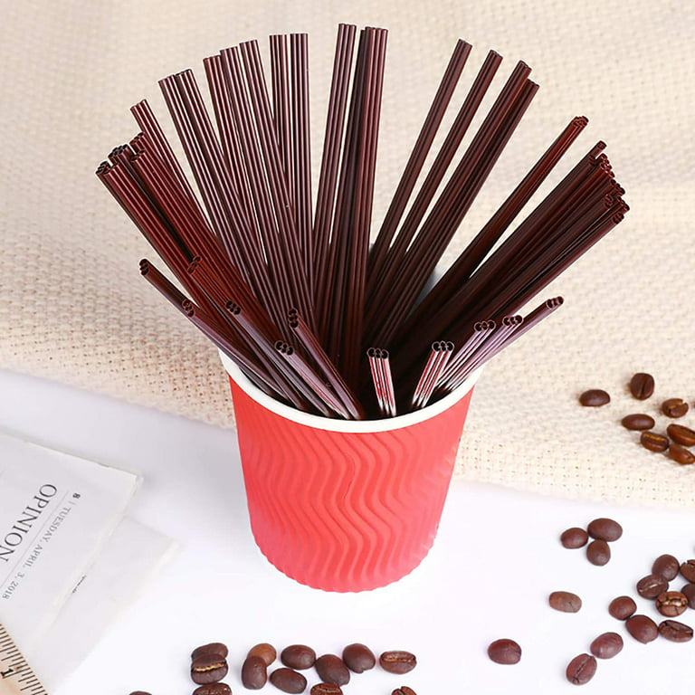 Plastic Coffee Stirrers Sticks, 7 Inch Coffee Stirrer Sip Straws,  Disposable Drink Stirrer Sticks Health and Safety Three-hole Coffee Straw  (Coffee, 50pcs) 