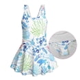 thumbnail image 5 of Xixirimido Sea Turtle Corals Print Girls One Piece Swimsuit with Skirt Modest Sleeveless Swim Dress Featuring Built-in Shorts & UPF 50+ Sun Protection for Beach Pool, 12-13 Years, 5 of 7