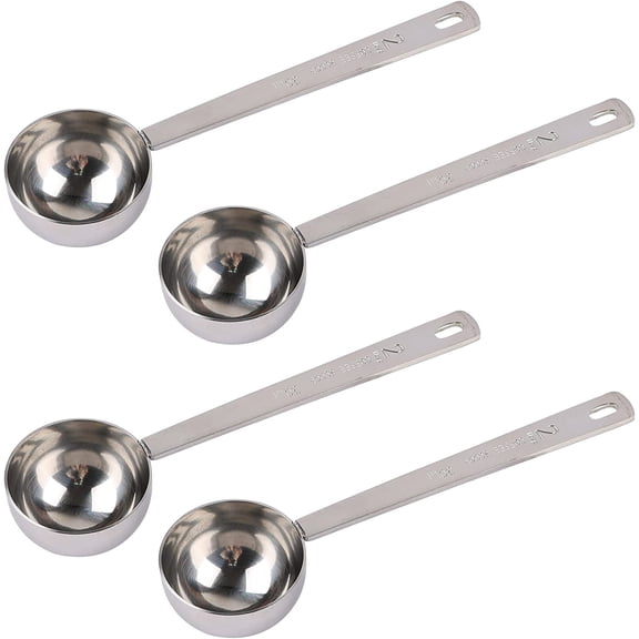 4 Pack 30 ml Silver Stainless Steel Coffee Measuring Scoops with Long Handle 2 Tablespoon Long Handle Spoons
