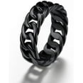 thumbnail image 6 of ChainsHouse Stainless Steel Rings for Men Women Cuban Link 7mm Wide Silver/Black/Gold Plated Band Ring Birthday Christmas Jewelry Gift, Size 7-14, 6 of 10