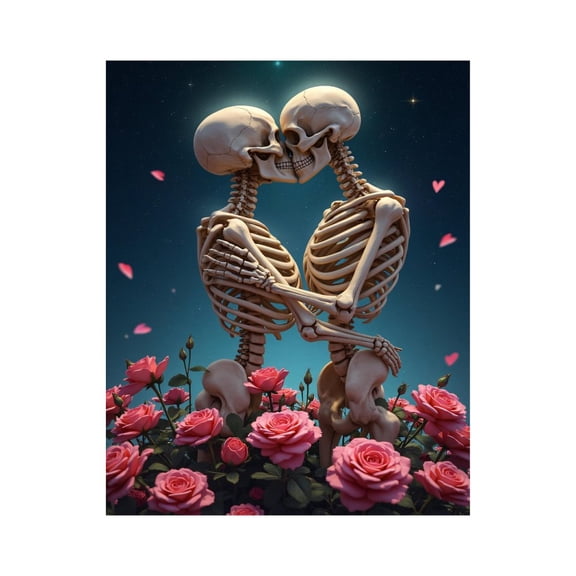 Paint by Numbers Kit for Adults, Skeleton Lovers Roses Night Sky Paint by Numbers, Easy Paint by Numbers Kit for Adults Beginner, DIY Adult Paint by Number Kits on Canvas, Home Decor