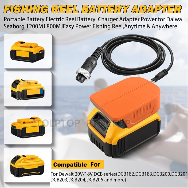 Electric Fishing Reel Battery Adapter for De*walt 20V Battery Work for Daiwa/Shimano 14.4V Power Assist Reels 750MJ under