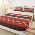 thumbnail image 3 of Homewish Hippie Maroon Abstract Queen Sheet Sets for Women, Chic Minimalism Flat Sheet, Modern Fashion Theme Queen Fitted Sheet, Luxury Bedroom Decor, 4-Piece, 3 of 7