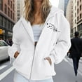 thumbnail image 2 of Holzkary Hoodies for Women Full Zip Up Loose Sweatshirts Jackets Women's Fashion Casual Letter Print Sweatshirt with Zipper Casual Comfy Gym Tops Fall Outfits Winter Clothes 2025 White Xxl, 2 of 5
