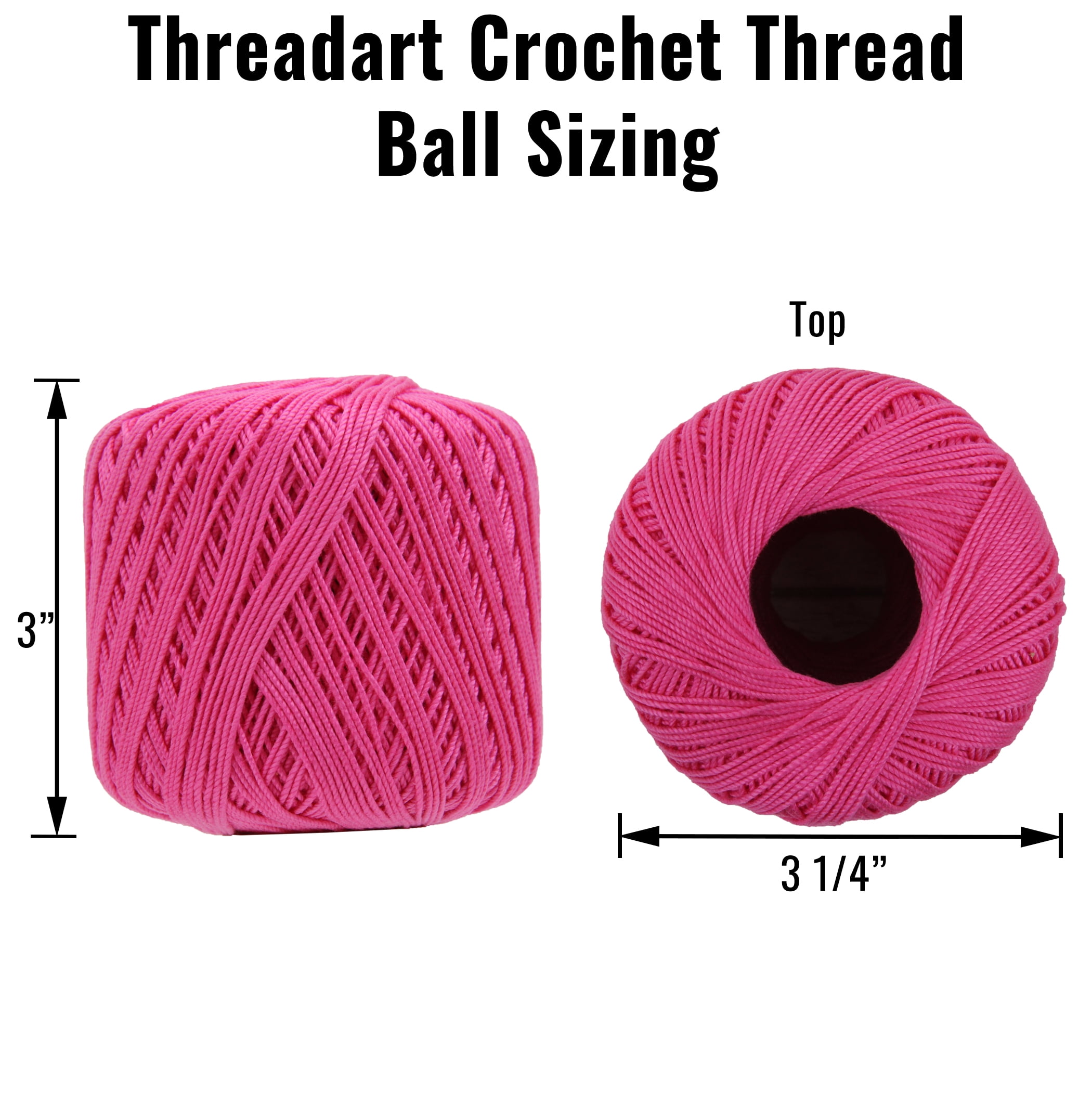 6 Ball Pack Threadart 100% Pure Cotton Crochet Thread - AQUA - For tablecloths, bedspreads, and fashion accessories. 100% mercerized cotton - Size 3 - Color 22