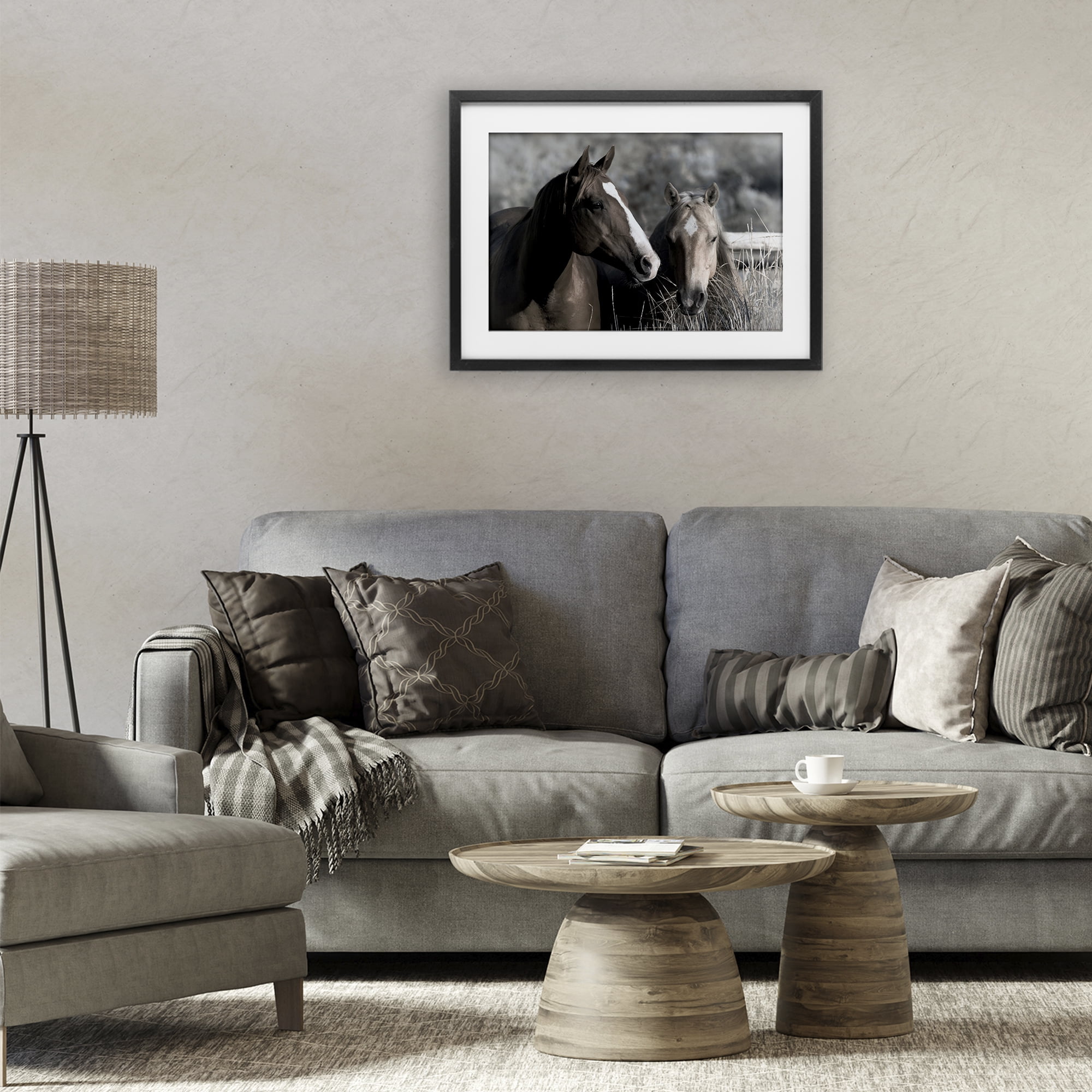 Stupell Industries Content Horses In Pasture Black Framed Print Under Glass, design by Danita Delimont