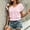 Pink Tops, variant on CUSTG Casual Shirts For Women Summer Short Sleeve Solid Color Fashionable T Shirt Boho Tops