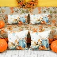 thumbnail image 6 of Fall Pumpkins Pillow Covers 12x20 Inch Set of 2 Farmhouse Leaves Autumn Thanksgiving Decor Lumbar Cushion Cases for Couch Home Decorations Blue, 6 of 6