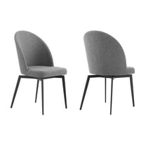 Armen Living Sunny 19" Fabric Swivel Dining Room Chairs in Gray/Black (Set of 2)