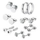 thumbnail image 5 of Pendientes de aro 14x Salvador Set de Joyería de acero inoxidable para hombres Plata 6 mm, 5 of 10