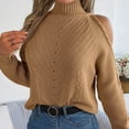 thumbnail image 3 of Camiseta Con Hombros Descubiertos para Mujer, Sudadera Con Cuello Levantado, Top de Punto Informal, 3 of 6