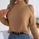 thumbnail image 4 of Camiseta Con Hombros Descubiertos para Mujer, Sudadera Con Cuello Levantado, Top de Punto Informal, 4 of 6
