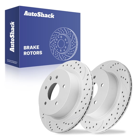AutoShack Front Vented Drilled & Slotted Coated Brake Rotors Silver Matte Finish 2-PC Set Replacement for 2013-2018 Acura RDX 2016 Acura ILX TurboGuard 12.26" (311.5 mm)