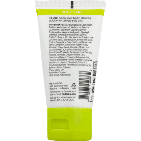Andalou Naturals Kukui Cocoa Nourishing Body Butter Travel Size 1.7 oz