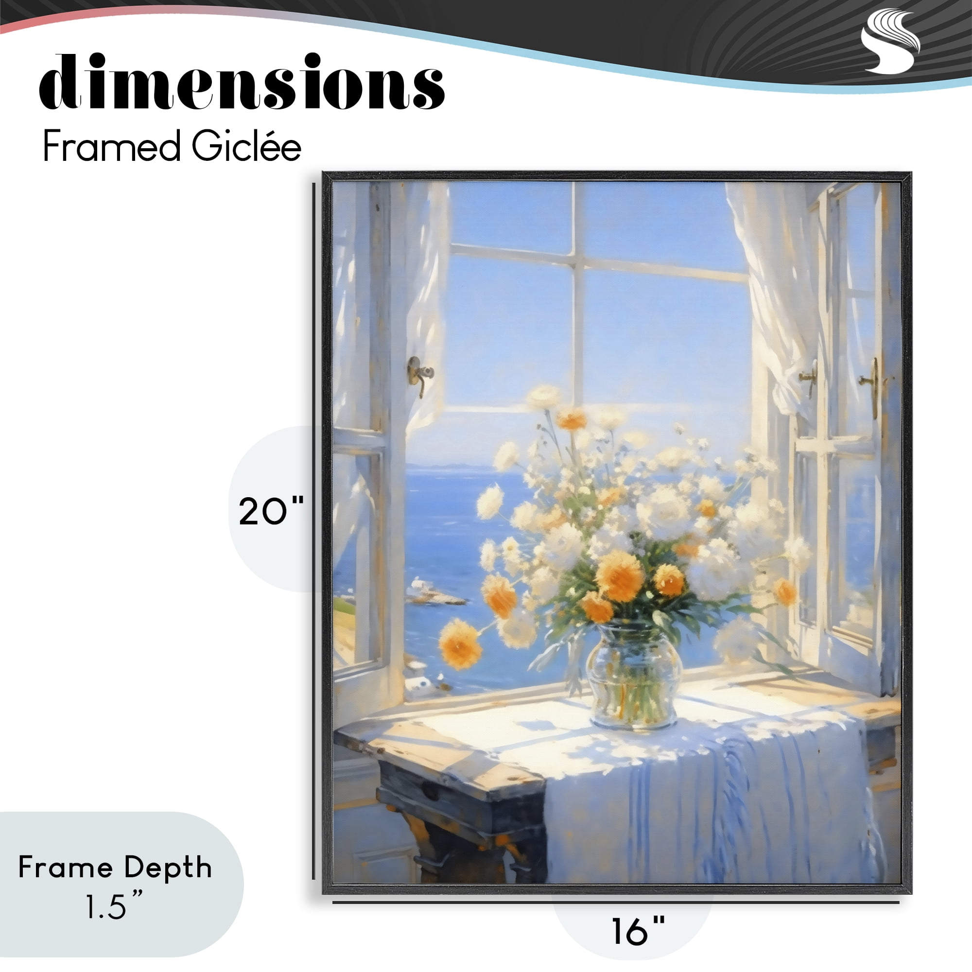 Stupell Industries Floral Window View of Sea Black Framed Giclee Art, design by Creative Studio